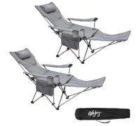 #WEJOY Sillas reclinables plegables ajustables con reposapiés desmontable, soporte para tazas, ligera, portátil, acolchada, reclinable, para playa, jardín, juego de 2 unidades