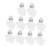 WEKADRIN 10 botellas de plástico con forma de estrella, rellenables, versátiles, accesorios de bricolaje, contenedor de dulces, tapa plateada, colgante de árbol de Navidad y decoración de regalo
