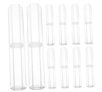 WEKADRIN 10 Piezas Caja de Plástico Transparente para Bolígrafos Estuche Individual Hexagonal para Exhibición y Almacenamiento de Unidades Diseño Compacto y para Regalo y Oficina