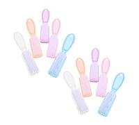 WEKADRIN 10 Pinceles para Limpiar Uñas Mango Largo, Cepillo Pequeño de Plástico para Fregar Polvo de Uñas, Set 10 Piezas Multicolor para Salón y Uso Doméstico