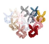 WEKADRIN 12 piezas Bandas Elásticas para Coleta con Lazo de Orejas de Conejo de Tela Cuadros para Mujer Ligas para Cabello Suaves y Elásticas que No Dañan ni Quiebran el Pelo Accesorio