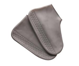WEKADRIN 2 Pares Fundas de Silicona Impermeables y Antideslizantes para Zapatos Cubrezapatos Resistentes para Exterior Protección para Barrios Camping y Día de Lluvia de Negro y Gris Talla