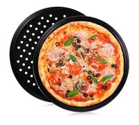 WEKADRIN 2 Piezas Bandejas de Pizza Redondas al con para Horno Resistentes y Uniformes para Cocinar Pizzas Caseras y Galletas