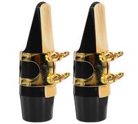 WEKADRIN 2 Piezas Boquilla Saxofón Jazz Kit Plástico Negro con Ligadura Dorada Accesorio Musical para Músicos Profesionales y Principiantes