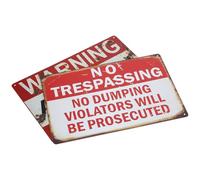 WEKADRIN 2 piezas Letreros Vintage de Metal No Trespassing de Carteles de Advertencia Hojalata Resistente para Decoración Retro de Bar y Hogar