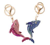 WEKADRIN 2 Piezas Llavero De Delfín De Metal Elegante Llaveros De Delfín Gemas De Imitación Moderna Para Colgantes De Bolso