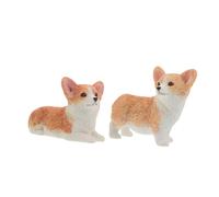 WEKADRIN 2 Piezas Miniatura Corgi Figura de Resina Perro Escultura Decoración Creativa para Salpicadero de Coche y Jardín de Musgo DIY