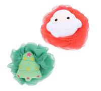 WEKADRIN 2 Piezas Pelotas de Baño Exfoliantes con Diseño Navideño para Ducha Suaves y Efectivas para Limpieza Corporal Regalo Festivo Colorido Papá Noel Rojo Árbol Verde