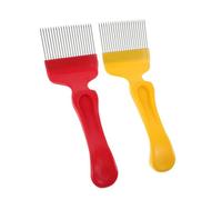 WEKADRIN 2 Piezas Tenedor Desoperculador de Apicultura de Acero Inoxidable con 21 Pines, Mango de Plástico Ergonómico, Juego 2 Piezas Rojo y Amarillo, Herramienta para Extracción de Miel