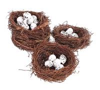 WEKADRIN 24 Piezas Juego de Nido de Aves simulado Mini Nido de pájaro Huevos de Ave para Manualidades Falsos De Madera