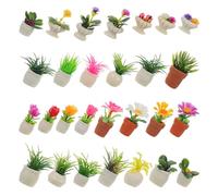 WEKADRIN 28 Piezas Miniature Resin Plant Pots Dollhouse Flower Pots Tiny Fake Greenery Bonsai Plants For Micro Landscape Window Sills Decorative Accessories