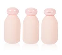 WEKADRIN 3 piezas Botellas Dispensadoras de Viaje Envases Recargables para Shampoo y Loción Diseño Redondo con Tapa Abatible Color Rosa Elegante para Artículos de Tocador Portátiles