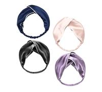 WEKADRIN 4 Diademas Elásticas de Seda para Mujer Diseño Ancho y Cruzado, Multiusos para Lavar la Cara y Accesorios para Ciclismo o Paseo Color Aleatorio