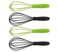 WEKADRIN 4 Piezas Batidores de Mano Mini de Silicona y Acero Inoxidable para Batir Huevos y Mezclar Salsas Utensilios de Cocina para Repostería Colores Vibrantes Resistentes y Fáciles de