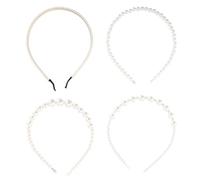 WEKADRIN 4 piezas Diadema de Perlas para Mujer de Hechas Mano Diademas Plásticas para Boda y Fiesta Accesorio Ligero y Cómodo para Niñas y Damas