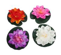 WEKADRIN 4 Piezas Flores Flotantes Artificiales de Eva Lirios Realistas para Estanques y Piscinas Decoración para Bodas y Jardines Blanco Naranja Rosa Uso Interior y Exterior