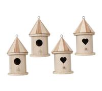 WEKADRIN 4 Piezas Kit de Casas de Pájaros de Madera sin Acabado para Pintar Nido de Periquitos Decoración para Jardín y Manualidades DIY Material Seguro y Duradero Uso Interior y Exterior