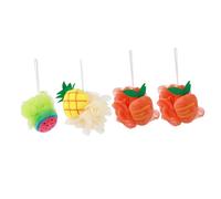 WEKADRIN 4piezas Bolas De Baño Exfoliantes Forma De Frutas Unidades Cepillo De Ducha Suave y Cómodo Para Hombres Mujeres y Limpian y Producen Burbujas Ricas