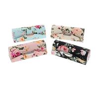 WEKADRIN 4piezas Estuche para Labial Flor Bordada Espejo Interior para Mujeres Resistente