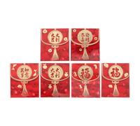WEKADRIN 6 Piezas Unidades Sobres Rojos Brillantes Diseño Cubo de Agua para Año Chino Sobres para Dinero para Bodas Cumpleaños y Celebraciones Especiales