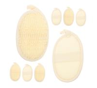 WEKADRIN 8 Piezas Exfoliating Loofah Pads Natural Bath Scrubber For Body Face Cleansing Gentle Reusable Beige Cotton Mix