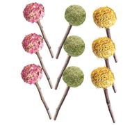 WEKADRIN 9 Piezas Palitos de Masticar para Mascotas Juguetes Naturales para Dientes de Conejos Cobayas Hámsteres y Chinchillas Sticks de Heno y Flores para Pequeños Roedores