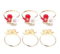 WEKADRIN Anillos de Servilleta Navideños 6 Piezas Diseño de Reno Santa Claus y Copos de Nieve Accesorio para Servilletas Decoración de Mesa para Fiestas y Cenas Festivas