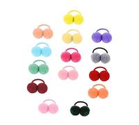 WEKADRIN Bandas Elásticas Cabello Niños 14 Piezas Bolas de Peluche Multicolor Elásticas Suaves para Niñas Uso Diario Escuela Fiesta Color Aleatorio