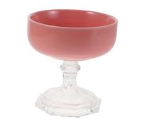 WEKADRIN Bol de con Base Elevada y Diseño Retro Plato para Frutas y Postres Soporte Pedestal para Snacks Ensaladeras Decorativas para Salón Color Rosa Elegante