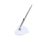 WEKADRIN Bolígrafo para Invitados De Boda con Portalápices Acrílico Forma De Corazón Plateado, Tinta Negra, Soporte Giratorio 360°, Adecuado para Firmas Recepciones y Eventos Obsequios