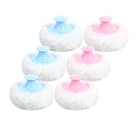 WEKADRIN Borlas de Polvo Suaves para 6 Piezas 3 Azul Claro 3 Rosa Almohadillas de Felpa Redondas para Aplicación Corporal Portátiles y Seguras para Piel Sensible Ideales para
