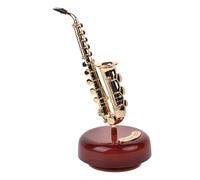 WEKADRIN Caja de Música de Cuerda Retro de ABS Adorno Decorativo para Mesa Tamaño Pequeño Caja de Melodías Giratoria Saxofón Decoración Vintage para Hogar y Obsequio de Cumpleaños