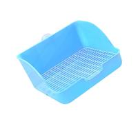 WEKADRIN Caja Orinal para Conejos y Animales Pequeños Bandeja Plástica Antispray con Rejilla Desmontable Entrenamiento Higiénico para Jaulas Pequeñas Azul