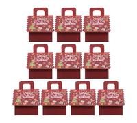 WEKADRIN Cajas de Obsequio Navideñas de Cartón Forma de Casita de Jengibre Color Vino Tinto 10 Piezas para Dulces Galletas y Chocolates Decoración Festiva para Fiestas y Celebraciones