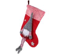 WEKADRIN Calcetín Navideño Rojo de Peluche Piernas Adorno Colgante Tradicional para Árbol y Chimenea Media Festiva para Decoración Navideña y Bolsas de Dulces 1 Pieza