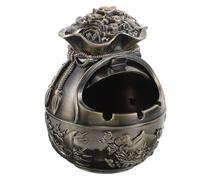 WEKADRIN Cenicero de Metal Vintage con Tapa a Prueba de Viento Diseño Retro de Pez Compacto y Portátil para Patio Balcón y Escritorio Cenicero Decorativo Resistente para Uso Interior y