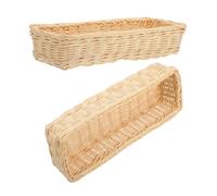 WEKADRIN Cestas de Mimbre Tejidas a Mano para Cubiertos y Utensilios, Tamaño Mediano, Material Ratán Sintético Color Claro, Organizador Multiusos para Cocina y Comedor, Set de 2 Piezas