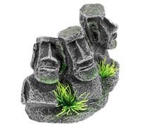 WEKADRIN Decoración Acuario Resina Moai Realista Adorno Seguro y Ligero para Peceras Resistente Desgaste y Descolorido Oculta Peces para Acuarios y Estanques Estatuilla Creativa de Isla de