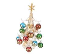WEKADRIN Decoración de Navidad Árbol de Grande Amarillo para Escritorio Adorno Festivo de Vidrio Artesanal Figura de Árbol Artificial para Hogar Oficina y Fiesta