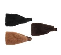 WEKADRIN Diadema de Piel Sintética Cálida para Mujer 3 Piezas Ancha y Elástica Orejeras Set de Invierno en Marrón Negro y Amarillo Banda Peluda Antiviento para Uso Diario y Frío