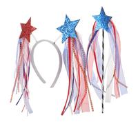 WEKADRIN Diadema Patriótica del Día Independencia Varita Mágica Diseño de Estrella de Cinco Puntas Accesorio para Cabello Femenino Adecuado para Fiestas del 4 de Julio y Celebraciones