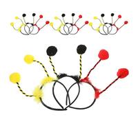 WEKADRIN Diademas de Abeja Pompones de Tela Suaves 12 Piezas 4 Amarillas 4 Rojas 4 Negras Diadema Antenas para Niñas y Adolescentes Accesorio para Disfraces y Fiestas de Cosplay