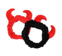 WEKADRIN Diademas De Peluche Cuerno 2 Piezas Tamaño Estándar Elásticas Para Mujer Cuidado Piel Limpieza Facial Spa y Maquillaje Rojo y Negro