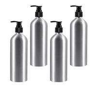 WEKADRIN Dispensador de Aluminio 250 Ml con Cabezal de Bomba Negra Set de 4 Botellas Espiral Recargables para Jabón Líquido Loción y Gel de Ducha Botella Pequeña para Baño