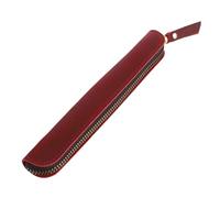 WEKADRIN Estuche de Cuero para Bolígrafos con Cremallera Protector Portátil para Pluma Estilográfica y Bolígrafo Diseño Retro Hecho Mano Color Vino Rojo Elegante y Práctico