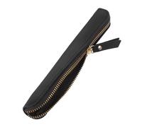 WEKADRIN Estuche de Piel con Cremallera para Bolígrafos y Lápices Funda Portátil Retro Mano Protector Compacto para Estilográficas Color Negro Elegante