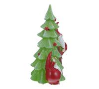 WEKADRIN Figurita Santa Claus LED con Árbol de Navidad Miniatura Decoración Luminosa de Resina para Mesa Repisa o Fiesta Navideña