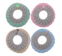 WEKADRIN Funda para Asiento de Inodoro de Felpa Acolchada 37x42 Cm, Juego de 4 Piezas Lavables con Asa, Antideslizante y Térmica para Baño en Casa y Viajes