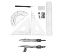 WEKADRIN Geometría para Estudiantes con Regla de Plástico Compás Transportador con Claras y Borrador Kit Duradero para Dibujo y Medición Precisa