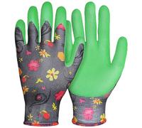 WEKADRIN Guantes de Jardinería de Látex Gris Verde Estampado Talla 23 CM Antideslizantes para Trabajo en Huerto Poda y Plantación un Par para Hombre y Mujer